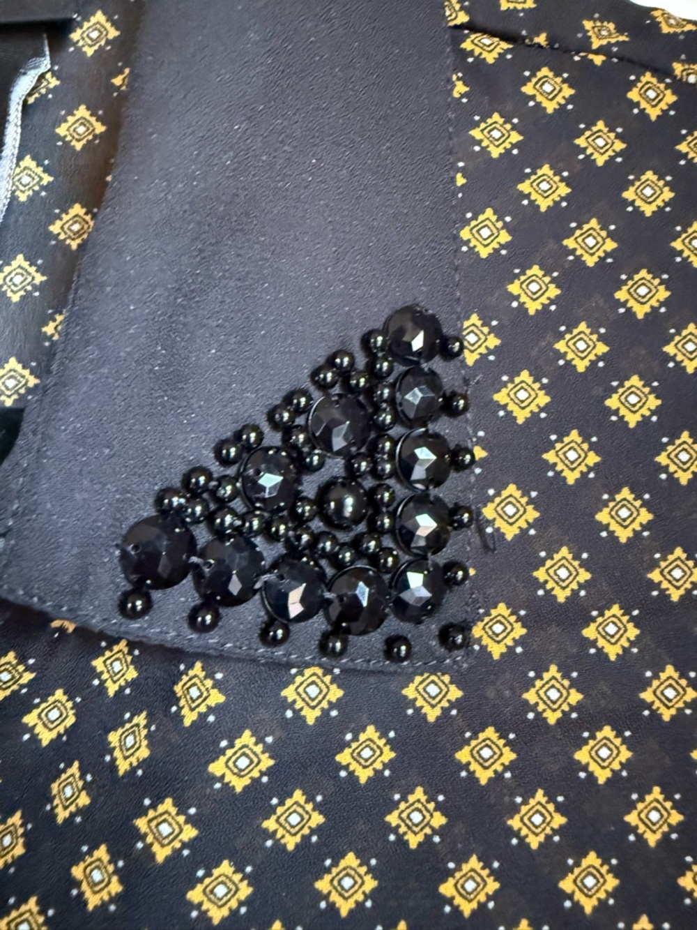 Metaphor Black & Gold Patterned Long-Sleeve Shirt with embellished collar - Picture 3 of 5